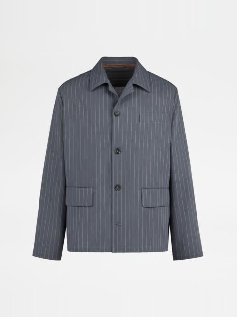 Tod's OVERSHIRT IN PINSTRIPE WOOL - GREY