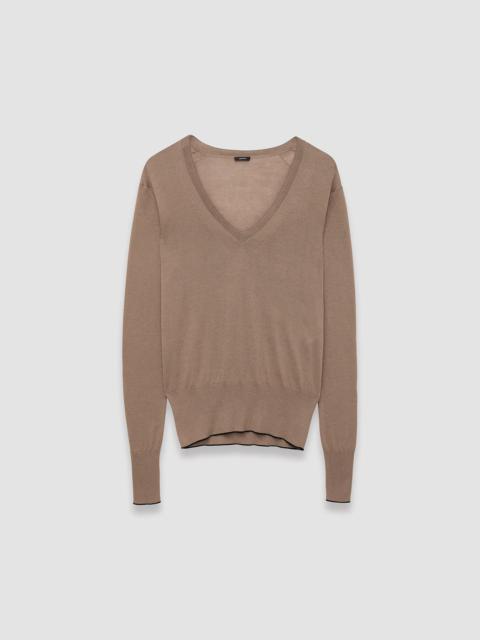 JOSEPH Refined Cotton Silk V Neck Jumper