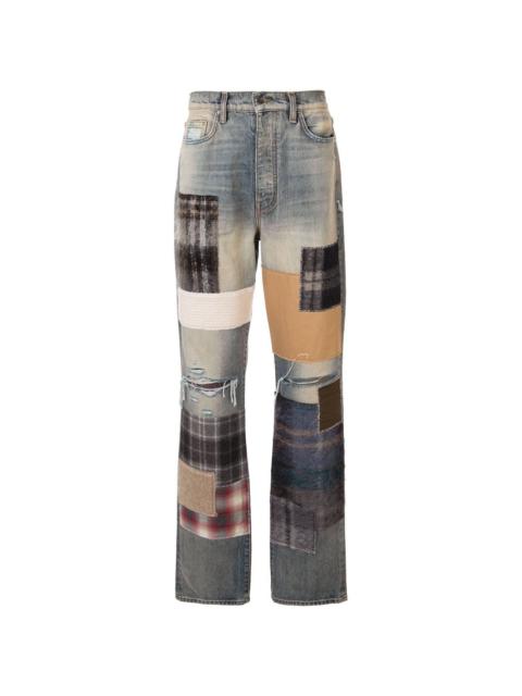 patchwork straight-leg jeans