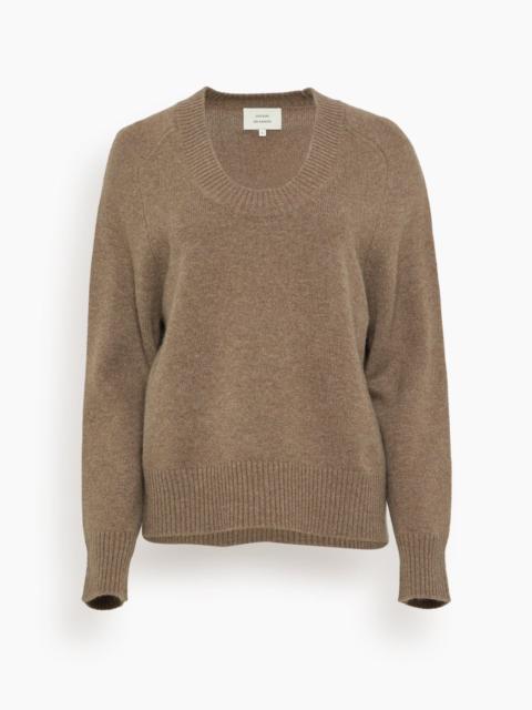 Loulou de Saison Baji Dropped U-Neck Sweater in Brown Melange