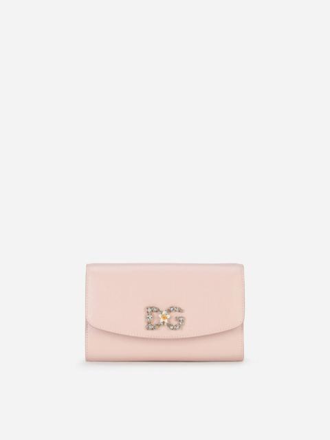 Dolce & Gabbana Dauphine calfskin mini bag with rhinestone-detailed DG logo