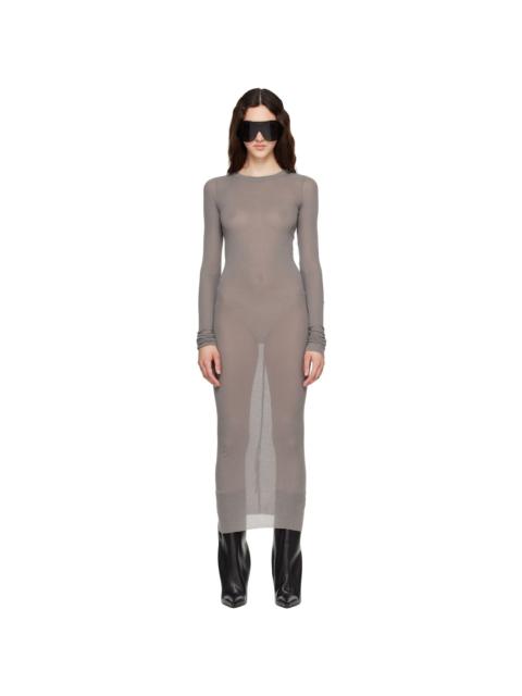 Rick Owens Taupe Tower Rib LS Midi Dress