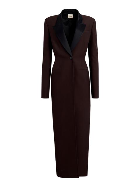 KHAITE Bellow Satin-Trimmed Suiting Coat brown