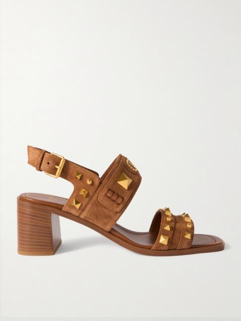 Valentino Plaster Caster 60 Studded Suede Slingback Sandals