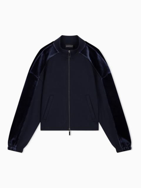 EMPORIO ARMANI DOUBLE JERSEY BLOUSON WITH CHENILLE TAPE TRAVEL ESSENTIAL