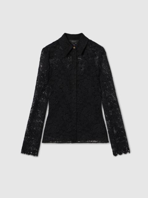 GUCCI GG flower stretch lace shirt