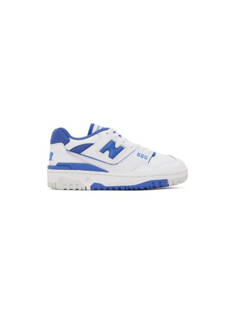 New Balance White & Blue 550 Sneakers