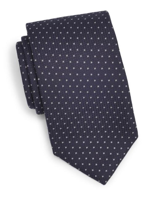 Canali Men's Light Squares Silk Tie - Blue