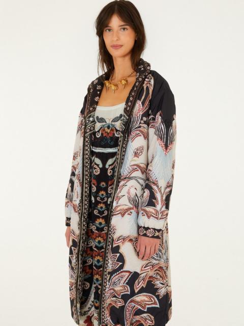 FARM RIO Tapestry Dream Reversible Midi Puffer Jacket