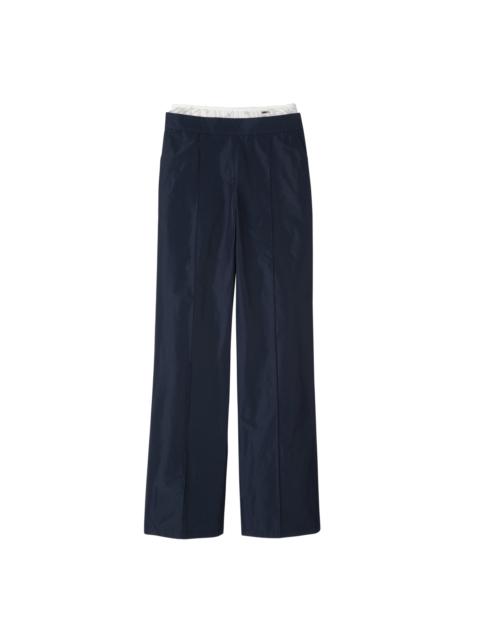 Longchamp Straight pants with patch Navy - Technical taffeta