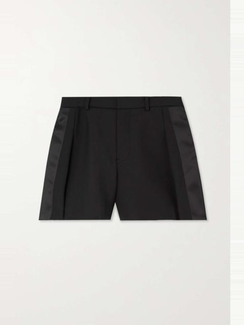 sacai Satin-trimmed pleated woven shorts