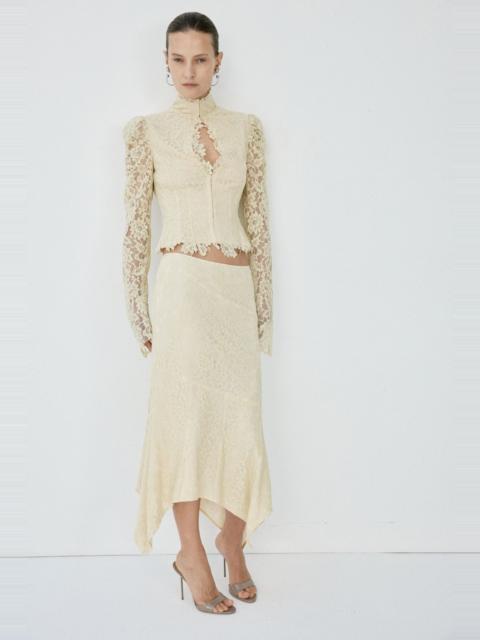De La Vali FAELA MIDI SKIRT IN SOFT YELLOW LACE