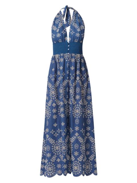 Shoshanna Women's Floral Cotton Halterneck Maxi-Dress - Chambray