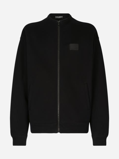 Dolce & Gabbana Zip-up sweatshirt with high neck and tag