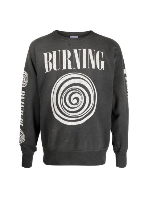 slogan-print distressed-finish sweatshirt