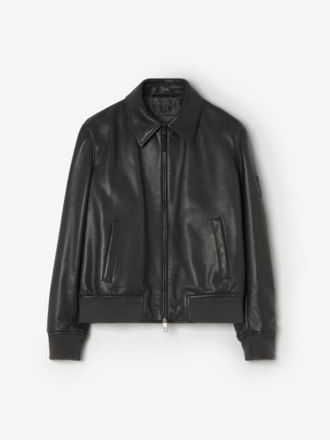 Burberry Leather Bloomsbury Bomber Jacket