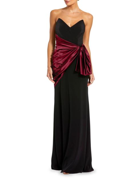 MAC DUGGAL Women's Two-Tone Draped Trumpet Gown - Black Plum