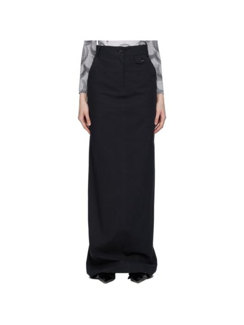 Navy Embroidered Maxi Skirt