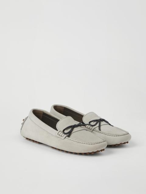 Brunello Cucinelli Suede driving shoes with Precious Bow