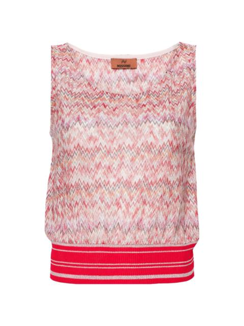 lamÃ© chevron-knit tank top