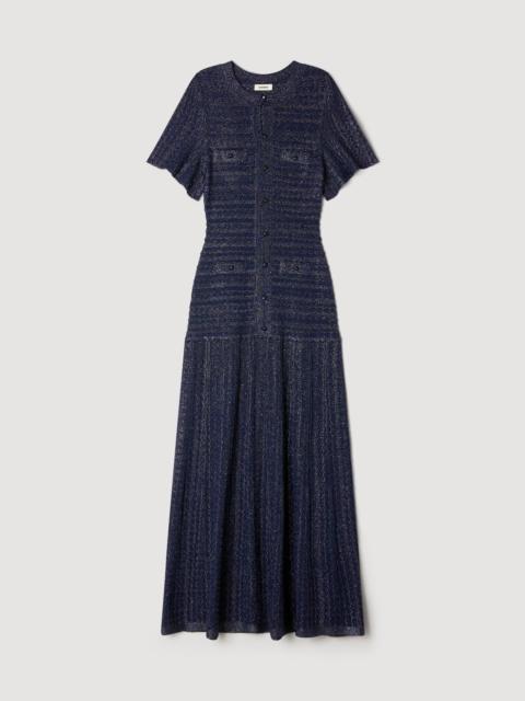 Sandro RHINESTONE KNIT MAXI DRESS