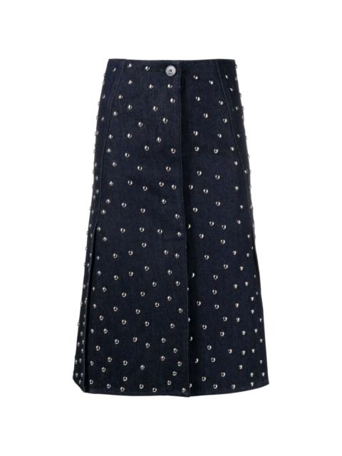 stud-detailed denim skirt