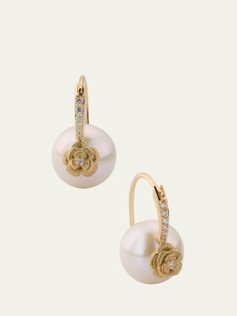 SYDNEY EVAN 14K Gold & Diamond Rose Pearl Earrings