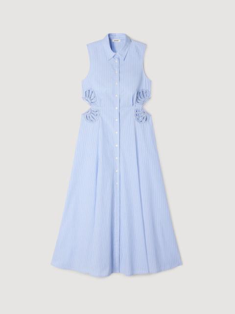 Sandro STRIPED COTTON MIDI DRESS