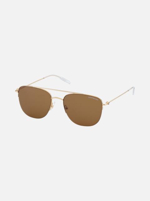 Montblanc Rectangular Gold colored Metal Frame Sunglasses