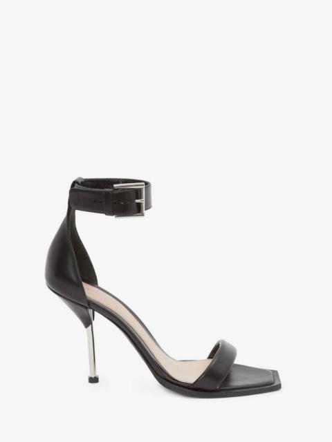 Alexander McQueen Double Strap Sandal in Black/silver