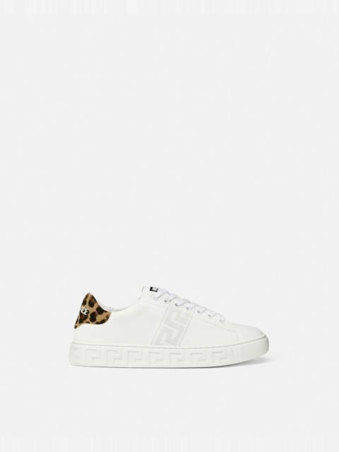 VERSACE Leopard Embroidered Greca Sneakers