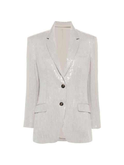 sequinned linen-blend blazer