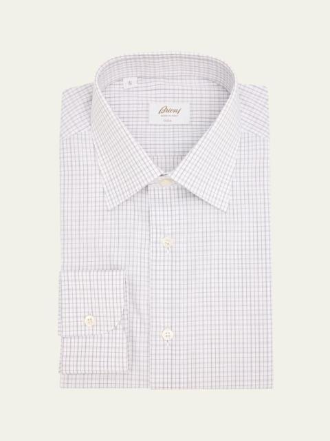 Brioni Men's Giza 87 Cotton Grid Check Dress Shirt