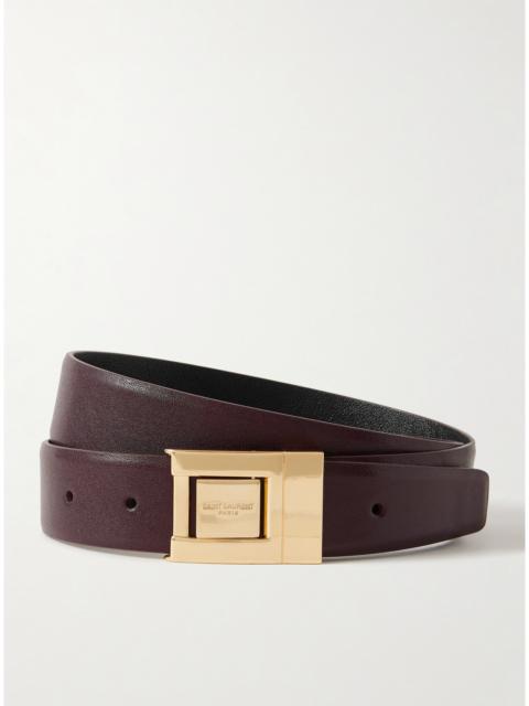 SAINT LAURENT Textured-leather Belt