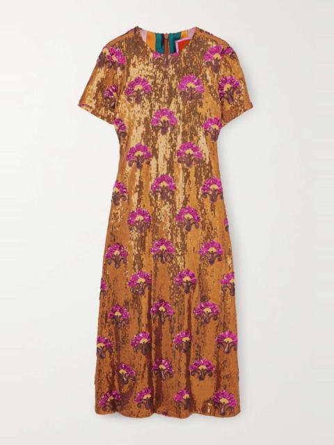 La DoubleJ Swing sequined silk midi dress