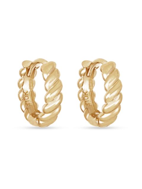 STONE AND STRAND Dainty Gold Brioche Huggies