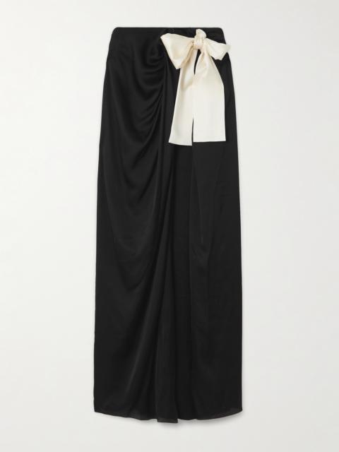 SAINT LAURENT Bow-detailed Silk-charmeuse Maxi Skirt