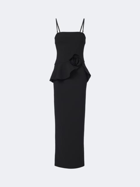 ROTATE Floral-appliqué ruffled maxi dress