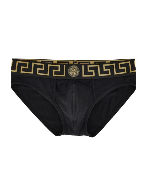 VERSACE Men's Medusa Key Jersey Briefs - Black Gold Greek Key