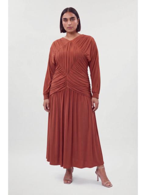 KAREN MILLEN Plus Size Premium Ruched Long Sleeved Jersey Maxi Dress