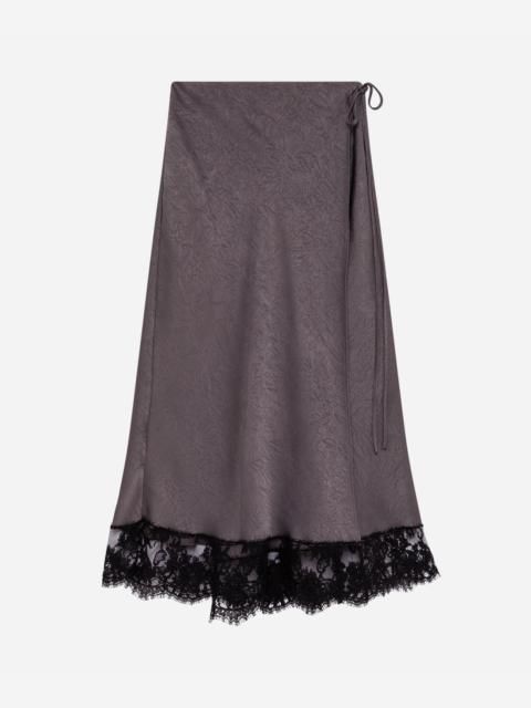 MSGM Wrap satin skirt with lace details