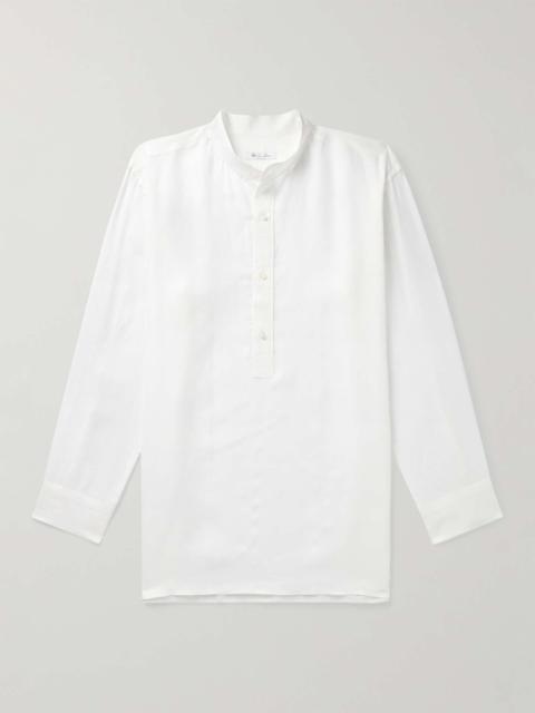 Loro Piana Jeri Grandad-Collar Linen Half-Placket Shirt