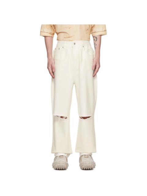 We11done White Foil Coated Jeans