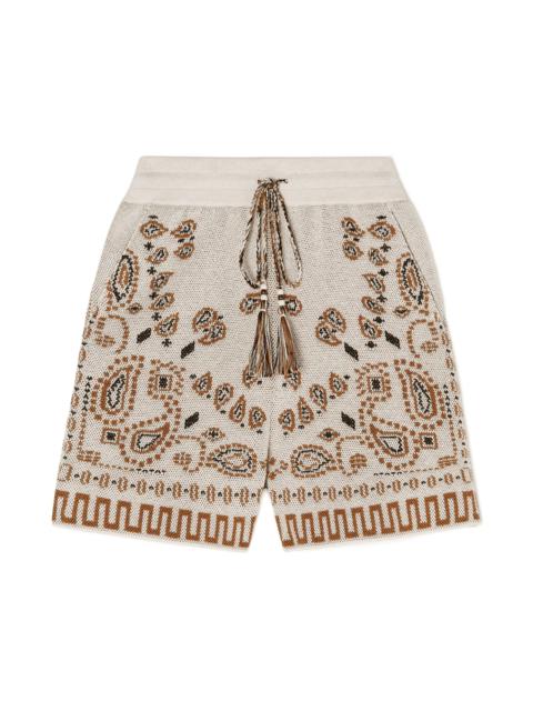 Alanui Cotton Piquet Bandana Shorts