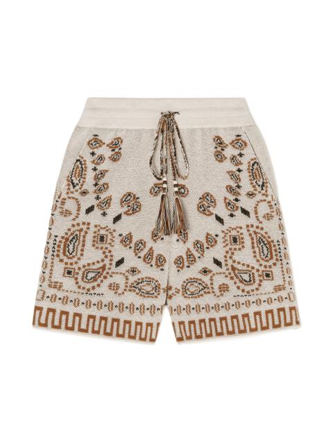 Alanui Cotton Piquet Bandana Shorts