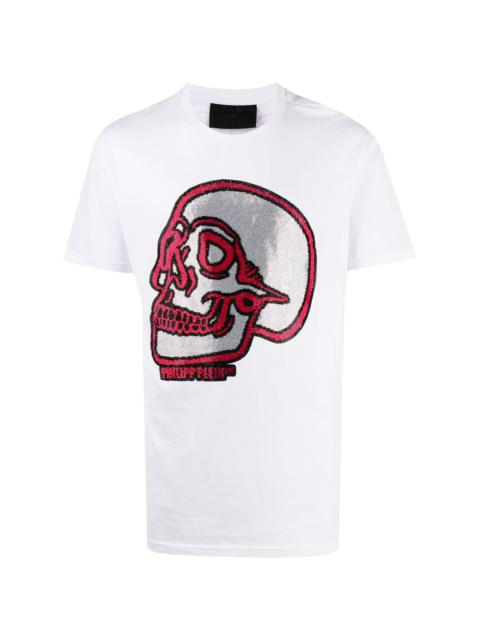 PHILIPP PLEIN crystal outline skull T-shirt