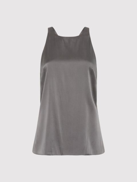 Soft Silk Suspender Top - Pewter Grey