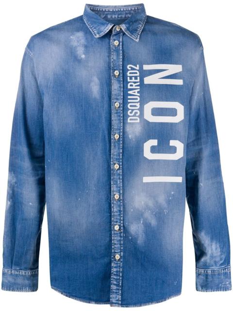 DSQUARED2 Icon-print splatter-print denim shirt