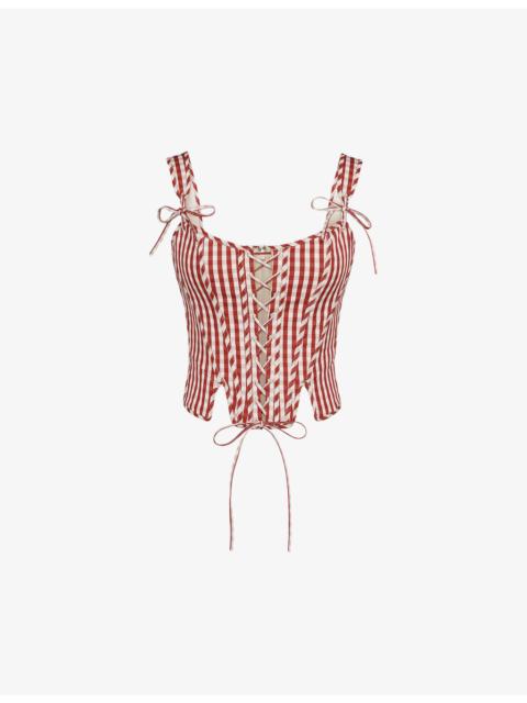House of CB Callie Lace-Up Stretch-Cotton Corset Top