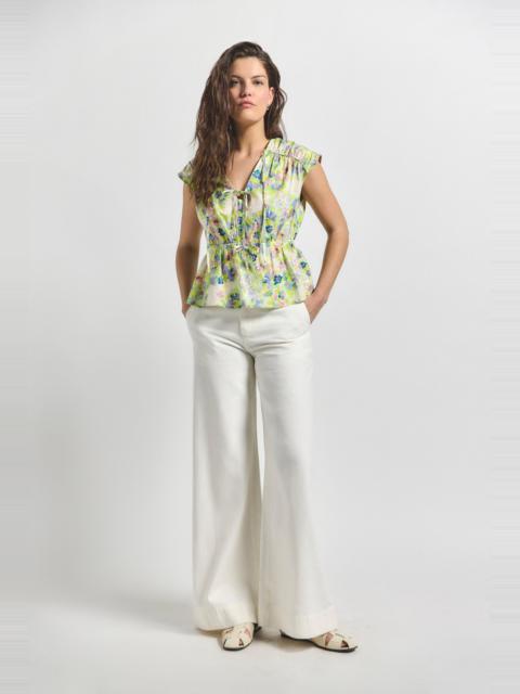 DEREK LAM 10 CROSBY QUINTO WIDE LEG DOME BUTTON PANT